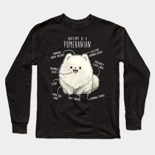 White Pomeranian Dog Anatomy Long Sleeve T-Shirt